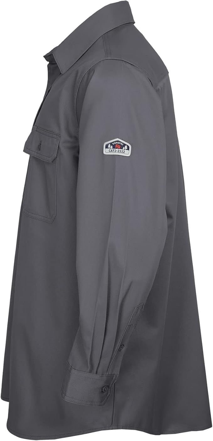 100% Cotton Mens Fr Shirts 7.5oz Flame Resistant Shirts NFPA2112 Men's Fire Retardant Welding Shirts