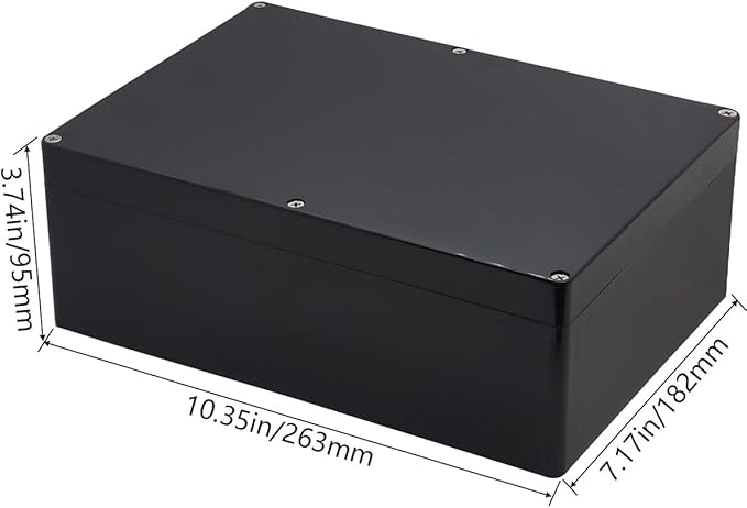 Project Box ABS Black Electrical Boxes IP65 Outdoor Waterproof Box Electronic Junction Box Power Enclosure with Cable Glands for DIY Project 10.35 x 7.17 x 3.74 inch (263x182x95mm)