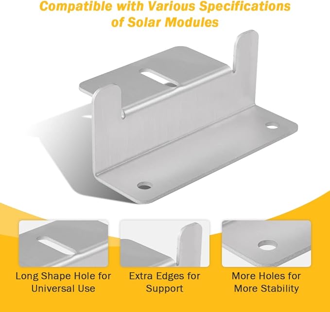 BougeRV 8 Units Solar Panel Mounting z Bracket, Supporting for RV, Roof, Boat, Off Grid, 2 Set of 4 Units