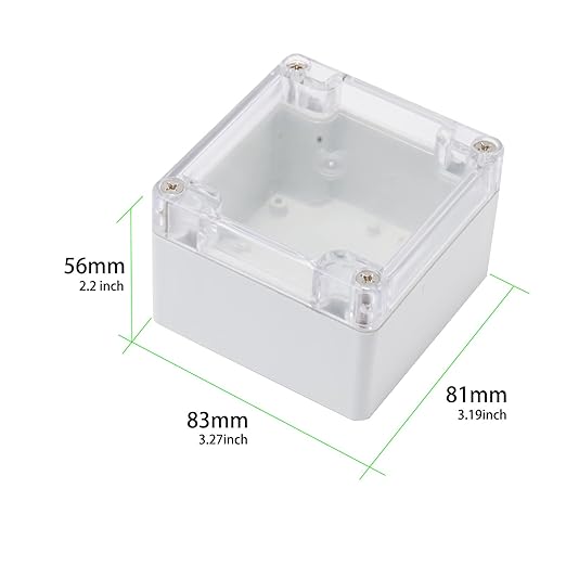 Universal Outdoor Junction Box, ABS Plastic Dustproof Waterproof IP65 Universal Electrical Boxes Project Enclosure Grey with Transparent Clear Cover 3.3 x 3.2 x 2.2 inch (83 x 81 x 56mm)