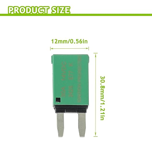 30A DC 12V-14V Auto Reset Circuit Breaker ATM Low Profile T1 Mini Blade Fuses Breakers for Car Trucks Marine Boat RV Solar and More,2 Pack