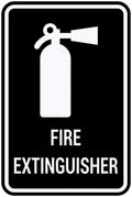 Signs ByLITA Portrait Round Fire Extinguisher Sign with Adhesive Tape, Mounts On Any Flat Surface (Black/Silver) - Medium