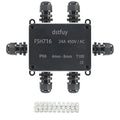 Waterproof IP68 Electrical Box with 24A Barrier Terminals, ABS Plastic, Black, Includes Junction Box, Rubber Grommet, Screws, PG9 Cable Glands, Terminal Block