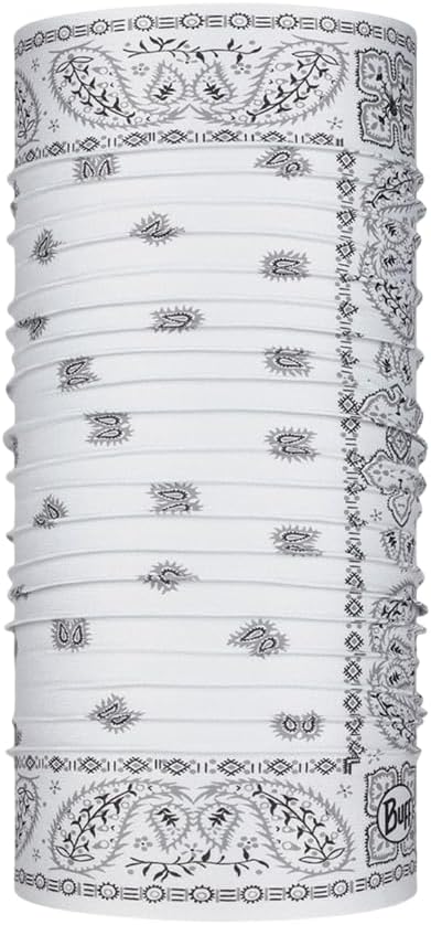 BUFF CoolNet UV Neck Gaiter, UPF 50 Sun Protection, Breathable, Versatile, Quick Dry Face Mask, White & Grey, Adult Size