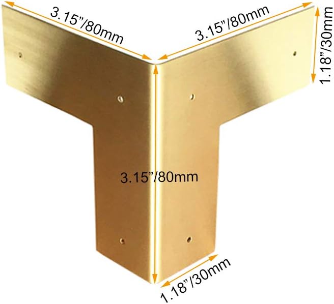 4Pcs Antique Pure Brass Heavy Duty Corner Protectors Braces Classical Furniture Tables and Chairs Cabinet Corner Guard (Gold)