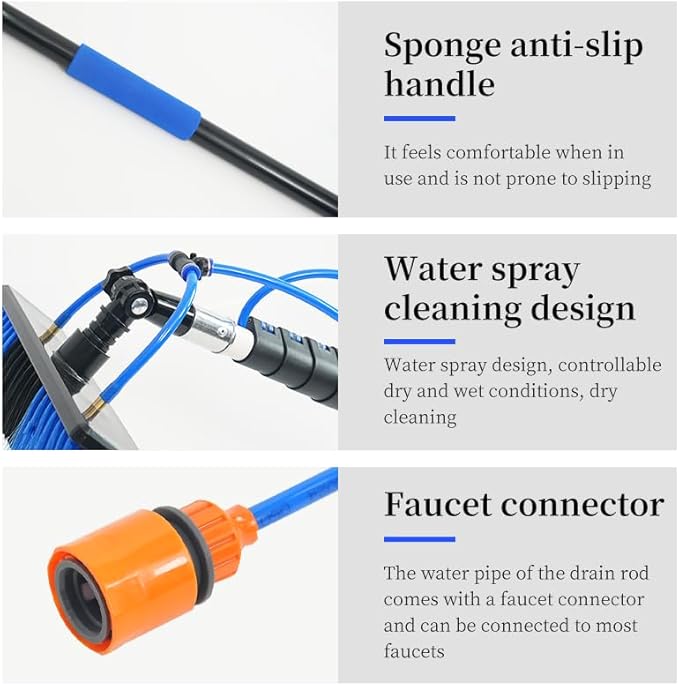 16FT Solar Panel Cleaning Kit with Telescopic Pole & Soap Dispenser, Water Fed Solar Panel Brush for Home/Roof/Caravan, Extendable Window Cleaner Tool for RV, Boat, Deck & Outdoor Use (16FT)
