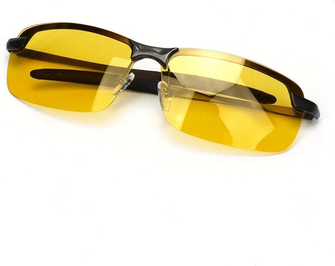 RR Driving Glasses for Men Women - Safety Day Night Polarized Motorcycle Clear Vision Glasses for Cycling - Risk Reducing Anti-Glare UV400 Protection (Night Vision Lens)