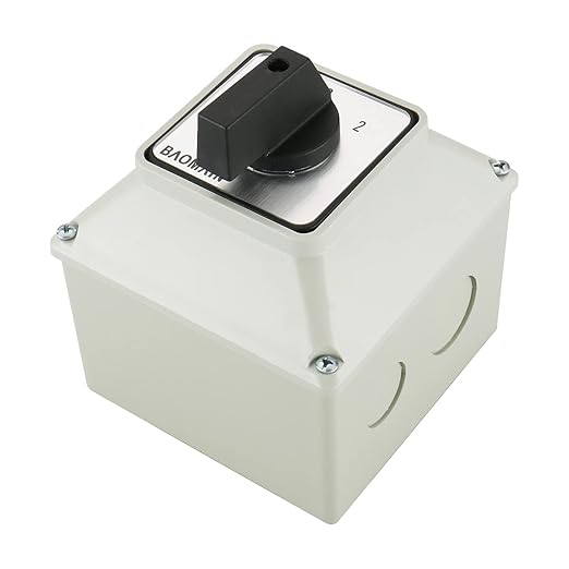 Baomain Universal Rotary Changeover Switch SZW26-40/D303.3D with Master Switch Exterior Box 660V 40A 3 Position 12 Terminals 3 Phase