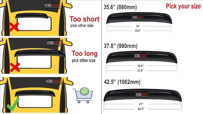 [Upgraded 2025] ICBEAMER 37.8" 980mm Sunroof Wind Deflector,Universal Fit Tinted Moonroof Visor for Deflecting Noise, Rain and Windy Weather, Car Accessories Sun Shade Dark Smoke Smooth/Waterproof
