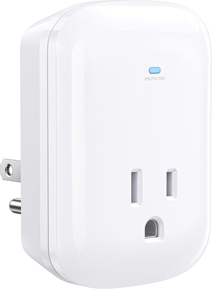 [ETL Listed] Cable Matters 1350 Joules Single Outlet Surge Protector for TV, PC, Xbox, PS5, Refrigerator, Treadmill, 15A/1875W, 500V Clamping Voltage Wall Surge Protector Outlet, White