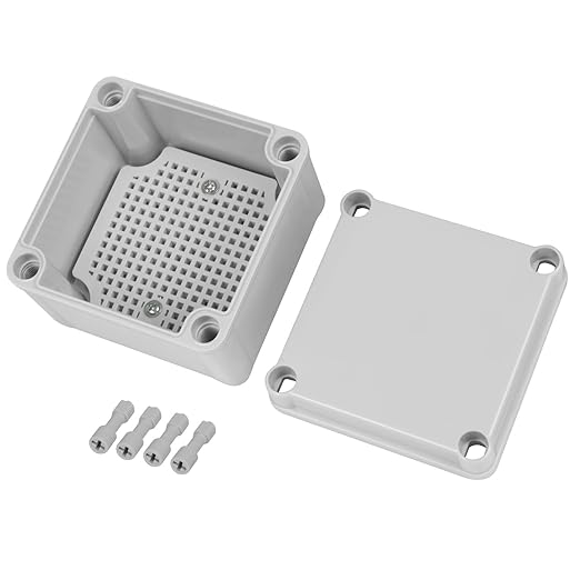 Junction Box，3.9"x 3.9"x 3" Outdoor Electrical Box with Mounting Plate, IP67 Dustproof Waterproof ABS Plastic Project Box, DIY Electrical Enclosure Gray (100x 100x 75 mm)