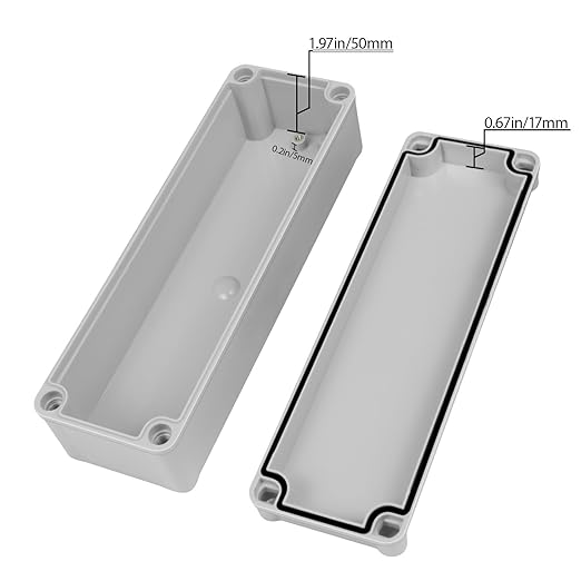 Junction Box，9.8"x 3.1"x 2.8" Outdoor Electrical Box with Mounting Plate, IP67 Dustproof Waterproof ABS Plastic Project Box, DIY Electrical Enclosure Gray (250x 80x 70 mm)