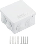 LeMotech ABS Plastic Dustproof Water Resistant IP55 Junction Box Universal Electrical Project Enclosure White 3.4 x 3.4 x 2 inch (85 x 85 x 50 mm)