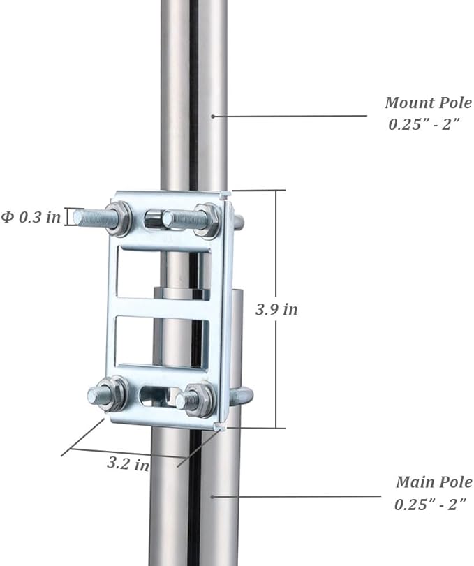Antenna Mast Pipe Mount Works with Starlink Pipe Adapter Pole Mounting kit Connect Pipes to Poles Adapter,Heavy Duty Universal Antenna/Weather/WiFi Roof Pole Mount V-Clamp Bracket