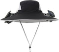 Men Women Wide Brim Sun Hats with 2 Solar Fan Waterproof Breathable Bucket Hat Outdoor Fishing Hat for Hiking Camping