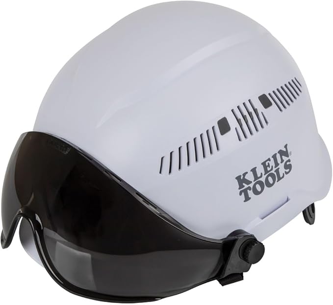 Klein Tools VISORGRAY Gray Visor for Hard Hat and Safety Helmet, Low Profile, Impact Rated, Anti Fog, Scratch Resistant, Flip-Up, UV Protection