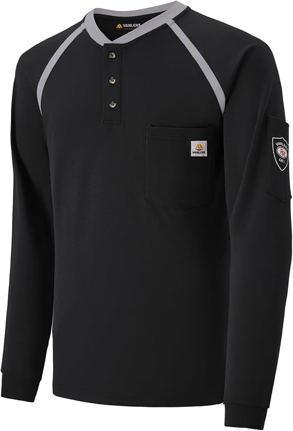 FR Shirts for Men Flame Resistant Shirts 6.5oz Light Weight Long Sleeve Fire Retardant Shirts CAT2/HRC2