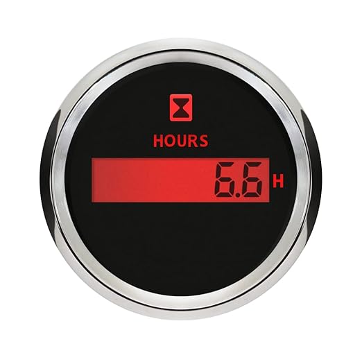 ELING Engine Digital Hourmeter Gauge 52mm(2") with Backlight 12V 24V for Motor Go Kart Boat Car