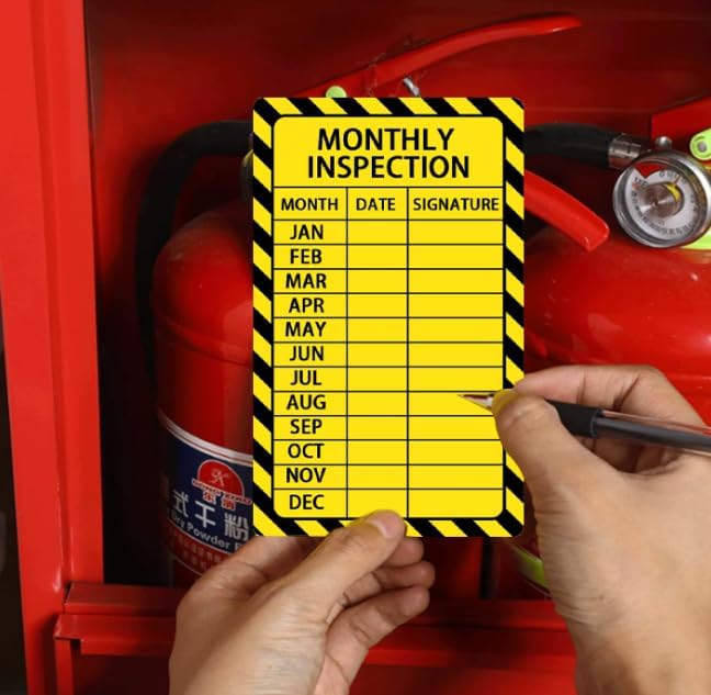 50pcs Monthly Inspection Stickers | 3x5 Inch Durable Weatherproof Labels | Equipment Safety Tags for Facility, Machinery, and Fire Extinguisher Maintenance