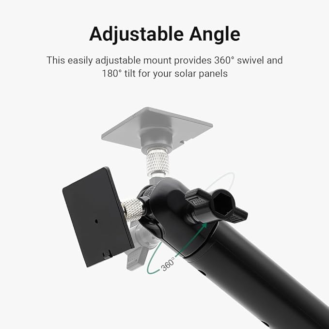 Holicfun Universal Solar Panel Pole Mount for Ring, Eufy, Arlo, Wyze, Reolink Solar Panels and More, No Drilling Required, Extended Mounting Arm, Multi-Angle Adjustable (White)