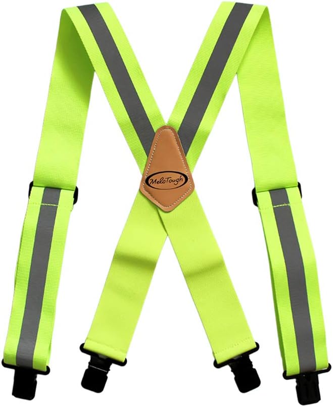 MELOTOUGH Reflective Safety Suspenders|Work Suspenders with Hi Viz Reflective Strip Hold Up Tool Belt Suspenders