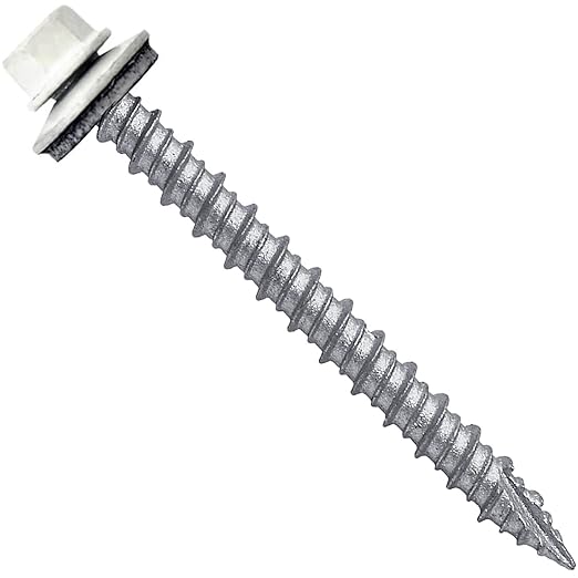 Metal ROOFING SCREWS: (250) 10 x 2" Bone White Hex Head Sheet Metal Roof Screw. Self starting metal to wood siding screws. EPDM washer. Colored head