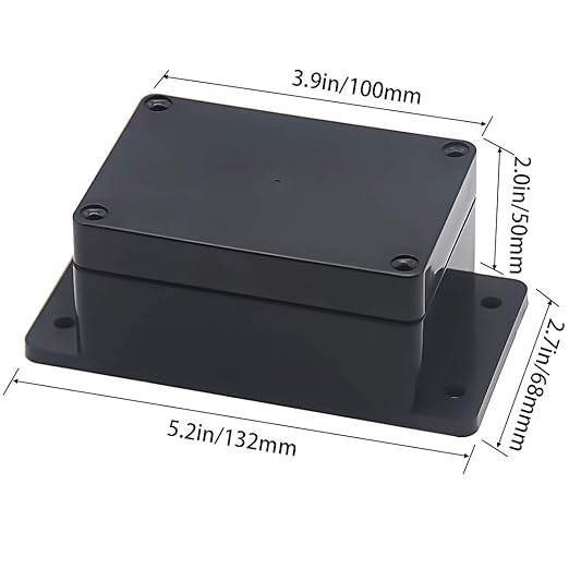 Zulkit Junction Box ABS Plastic Dustproof Waterproof IP65 Universal Electrical Boxes Project Enclosure with Fixed Ear Black 3.94 x 2.68 x 1.97 Inch (100 x 68 x 50 mm) (Pack of 1)