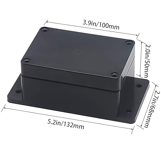 Zulkit Junction Box ABS Plastic Dustproof Waterproof IP65 Universal Electrical Boxes Project Enclosure with Fixed Ear Black 3.94 x 2.68 x 1.97 Inch (100 x 68 x 50 mm) (Pack of 2)