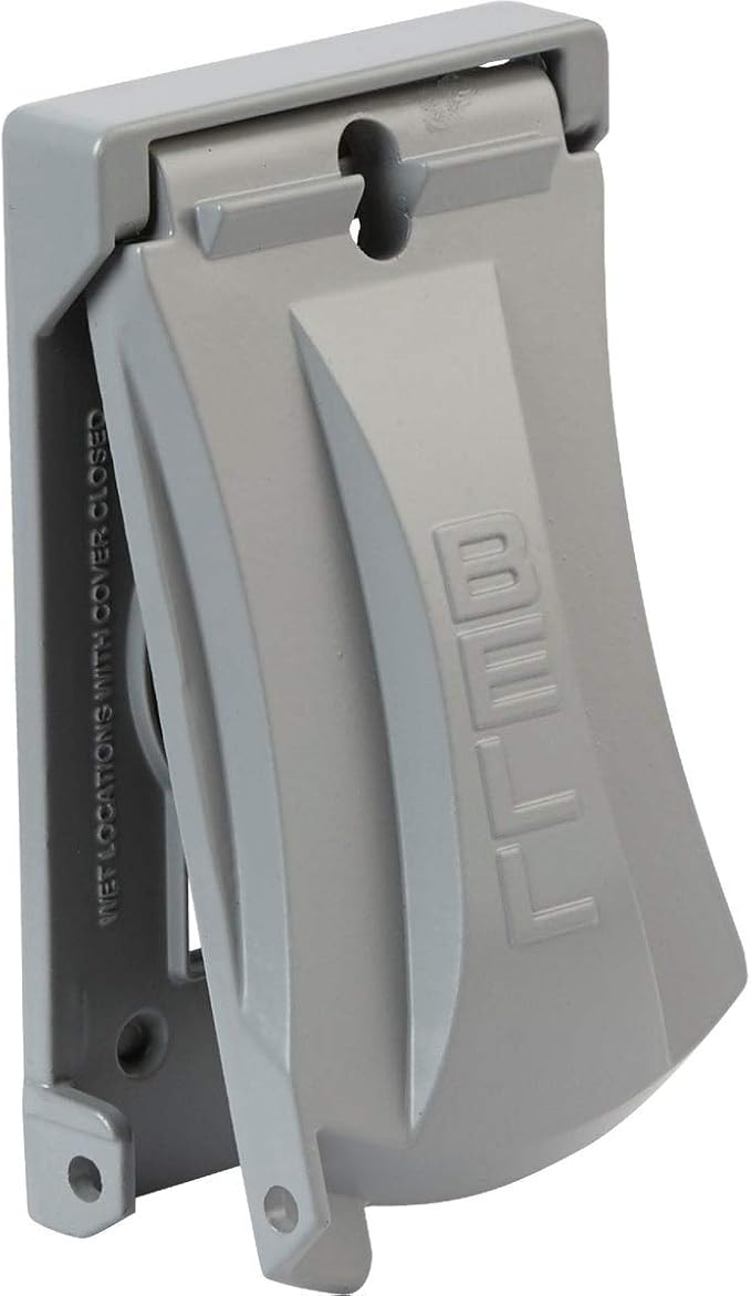 Hubbell Bell MX1050S Single-Gang Weatherproof Heavy Duty Universal Flip Cover, 2.87"W x 4.84"H, Gray Finish