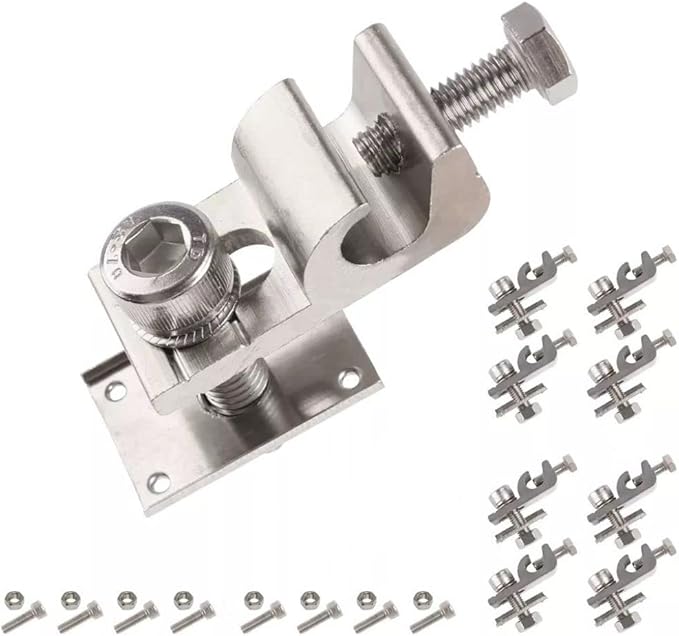 8Sets Solar Panel Photovoltaic Bolt-On Coupling Earthing Ground Lug Cable Clamp Ground Clamp with Lay in Lug for Bare Wire and Pipe