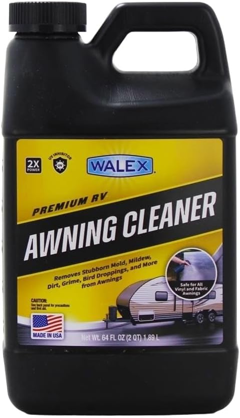 Walex RV Awning Cleaner - Safe for Vinyl & Fabric, Dissolves Tough Stains, Mold, Mildew, Dirt, Bird Droppings & More; Extends Awning Lifespan for RVs, Campers, Trailers & Motorhomes, 64 oz