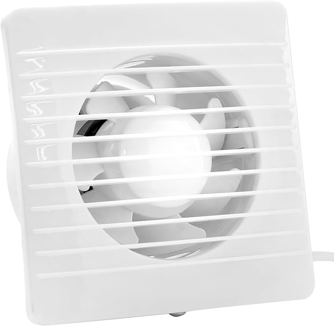 QWORK 4 Inch Wall-Mounted Exhaust Fan, 12W Efficiency, ABS Construction, Pull Cord Switch, Anti-Backflow Check Valve, Ideal for Bathroom Vents, Grow Tents, Kitchens, and More