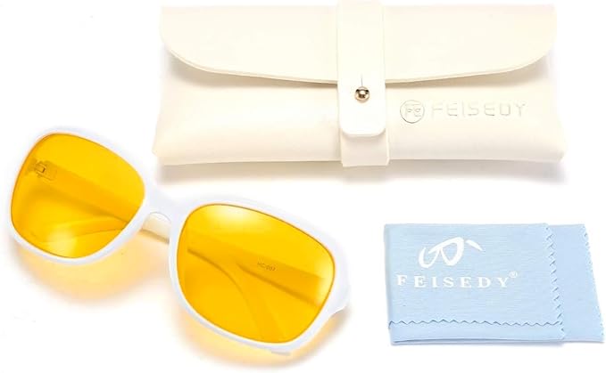FEISEDY Classic Womens Night Glasses Driving Anti Glare Wrap Around Yellow Sunglasses B2548