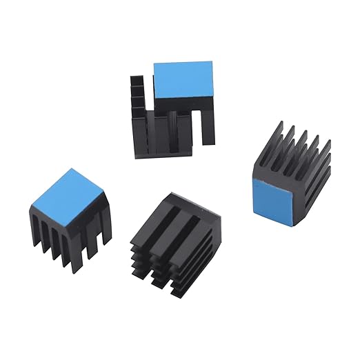 20PCS Black Aluminum Heat Sink with Thermal Conductive Adhesive Tape, 9×9×12mm Heatsink Cooler for Cooling VRM GPU Stepper Driver MOSFET VRam Regulators