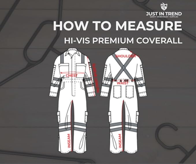 Just In Trend Safety Hi Vis Coverall with Leg Zipper – 100% Cotton, 7 oz