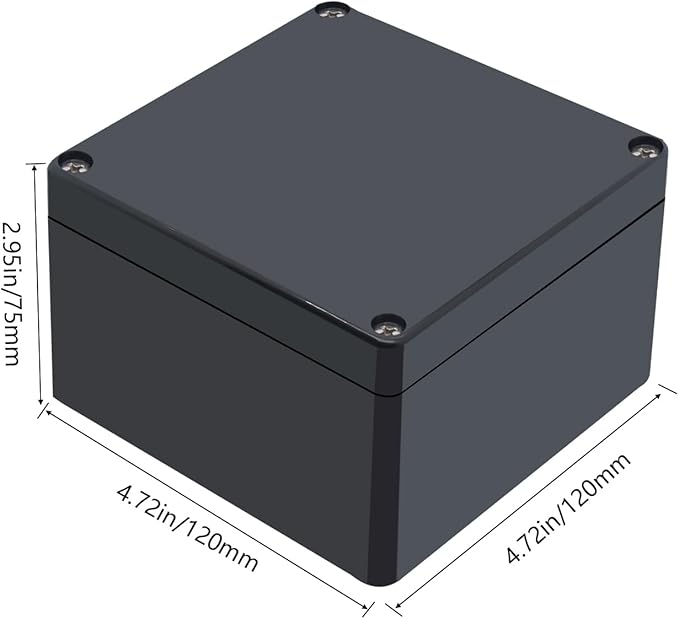 Project Box ABS Black Electrical Boxes IP65 Outdoor Waterproof Box Electronic Junction Box Power Enclosure with Cable Glands for DIY Project 4.72x4.72x2.95 inch (120x120x75mm)
