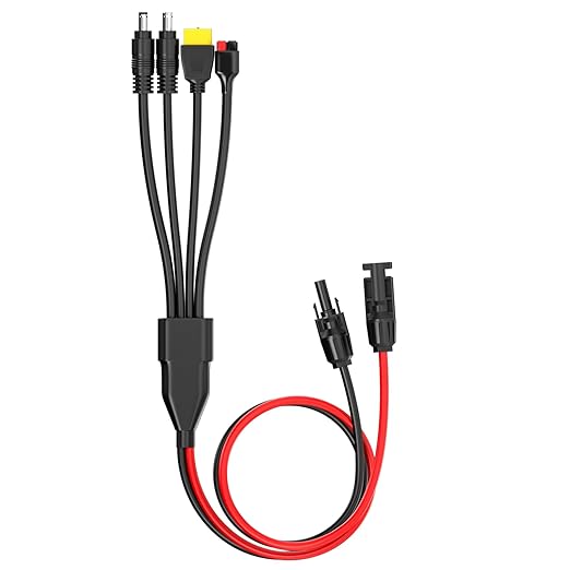 Goupchn 4-in-1 Solar Connector Extension Cable Splitter Solar Adapter to 45A Connector XT60 DC 8mm DC 5.5mm Adapter Charger Parallel Wire for Portable Power Station