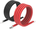 RICH SOLAR 6 Gauge 6AWG One Pair 4 Feet Red + 4 Feet Black Inverter Battery Cable 5/16-Inch Lugs for Solar RV Marine Motorcycle Car (4FT 6AWG)
