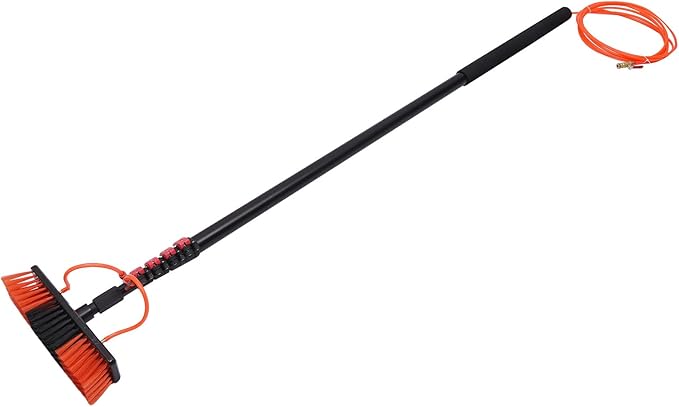 24ft Solar Panel Cleaner Brush Pole, Window Cleaner Water Fed Pole Washing Tool Solar Panel Cleaning System Water Fed Pole Set for Windows, Solar Panels, Glass Walls, Roofs, Cars