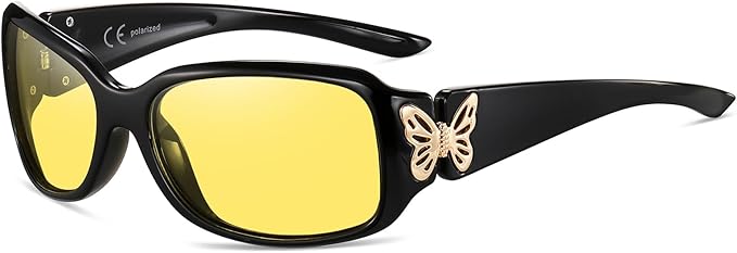 HAOLOTA Night Vision Driving Glasses Women Anti Glare Polarized, Wrap Around Nighttime Safety Glasses UV Protection