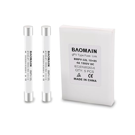 Baomain 5-Pack gPV Solar PV Fuse 4A 1500V DC, 10x85mm, 50kA Breaking Capacity, CE Listed for Photovoltaic Systems, Combiner Boxes (4 Amp.)