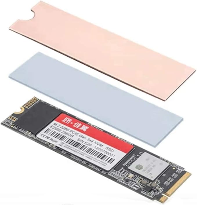 Easycargo Laptop M.2 Heatsink Kit, Slim Copper Heat Sink + Thermal pad 1mm 0.5mm for Cooling Laptop M2 NVMe 2280 SSD (2-Pack)
