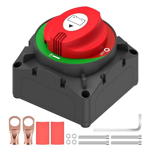 On/Off 600A Battery Disconnect Switch 12-48V Heavy-Duty Master Isolator Cut-Off Switch for Car, Truck, RV, Boat, Marine Vehicle