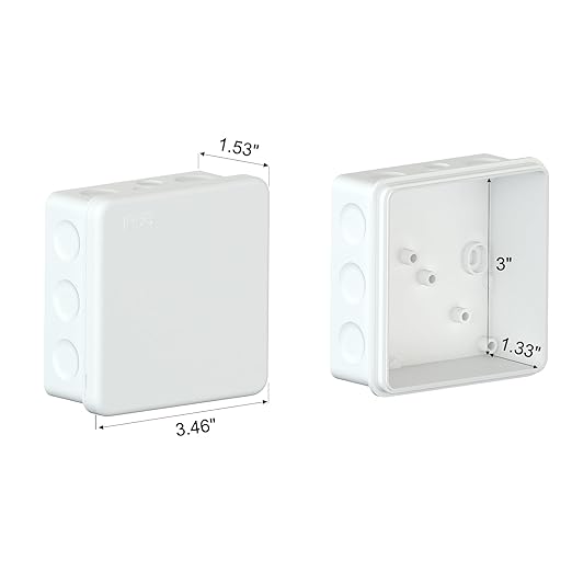 IP65 Waterproof Project Box with Screwless Cover, Outdoor Plastic Junction Box, Project Case for Garden Patio, Pack of 2, White 3.5×3.5