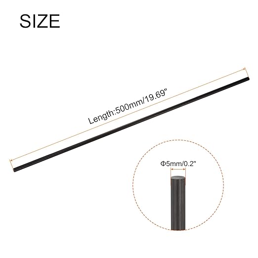 MECCANIXITY Carbon Fiber Rod, 5mm x 500mm Carbon Rod Bar for RC Plane DIY Craft Kite Wing Tube Quadcopter Arm Repair Pack of 5