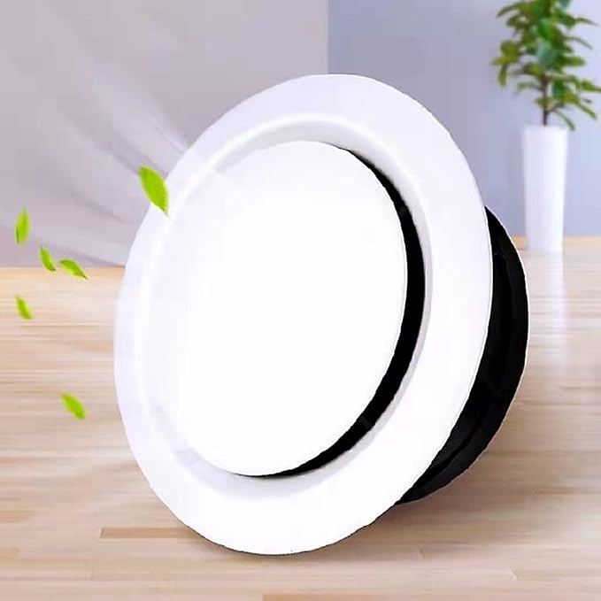 4 inch ABS Adjustable Air Vent White Round Soffit Exhaust Vent for Inline Duct Fan Outlet Vent(3.74 Inch, Front Panel:5.9 Inch)