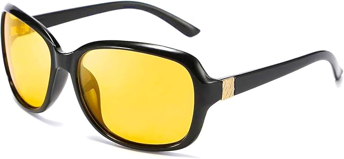 FEISEDY Classic Womens Night Glasses Driving Anti Glare Wrap Around Yellow Sunglasses B2548