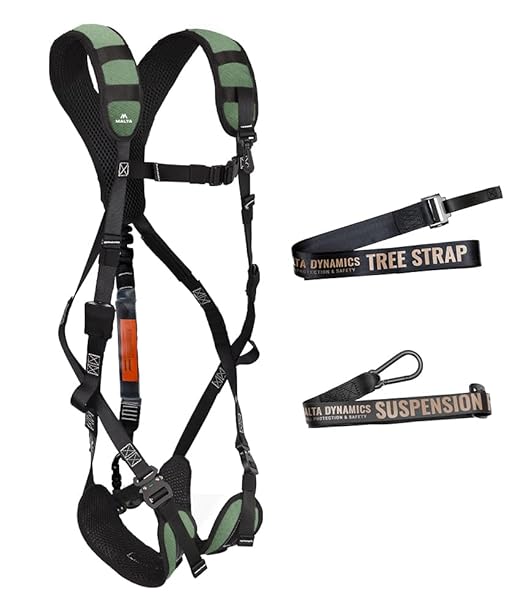 Malta Hunting Safety Ultralight Tree Stand Safety Harness Kit Set, TrueTimber Patterns, Multi-Sizes (Forest Green, 3XLarge)