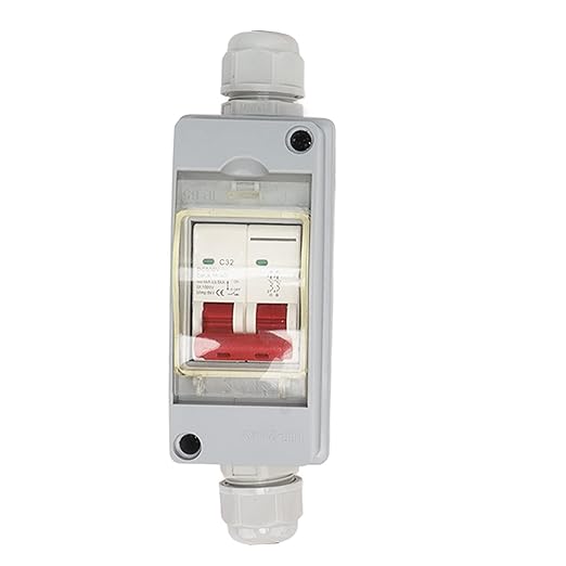 Mini Circuit Breaker, 2P DC 500V 32A, PV Disconnect Switch, Solar PV Isolator with IP65 Distribution Box for Solar Panels Grid System, Without Cable