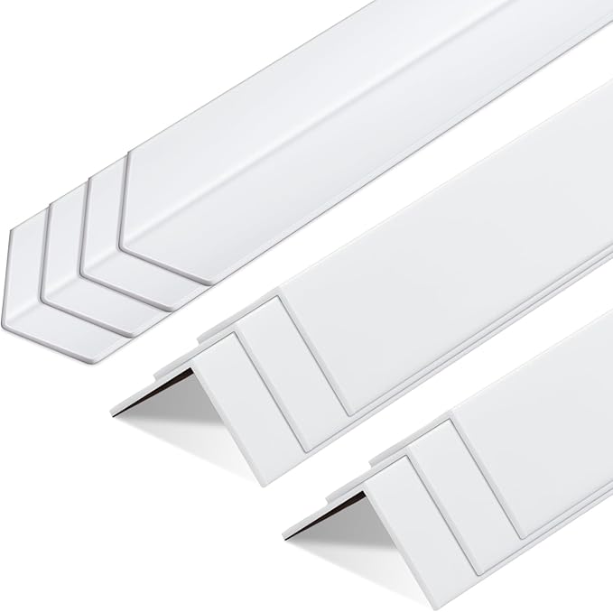 Sasylvia 10 Pcs Wall Corner Protector Guards,1-1/8 x 24 Inches Vinyl Corner Trim Molding, Avoid Scratching Scuffs, Ease Install & Cleaning for Door Countertop Furniture Cabinet Protection (White)